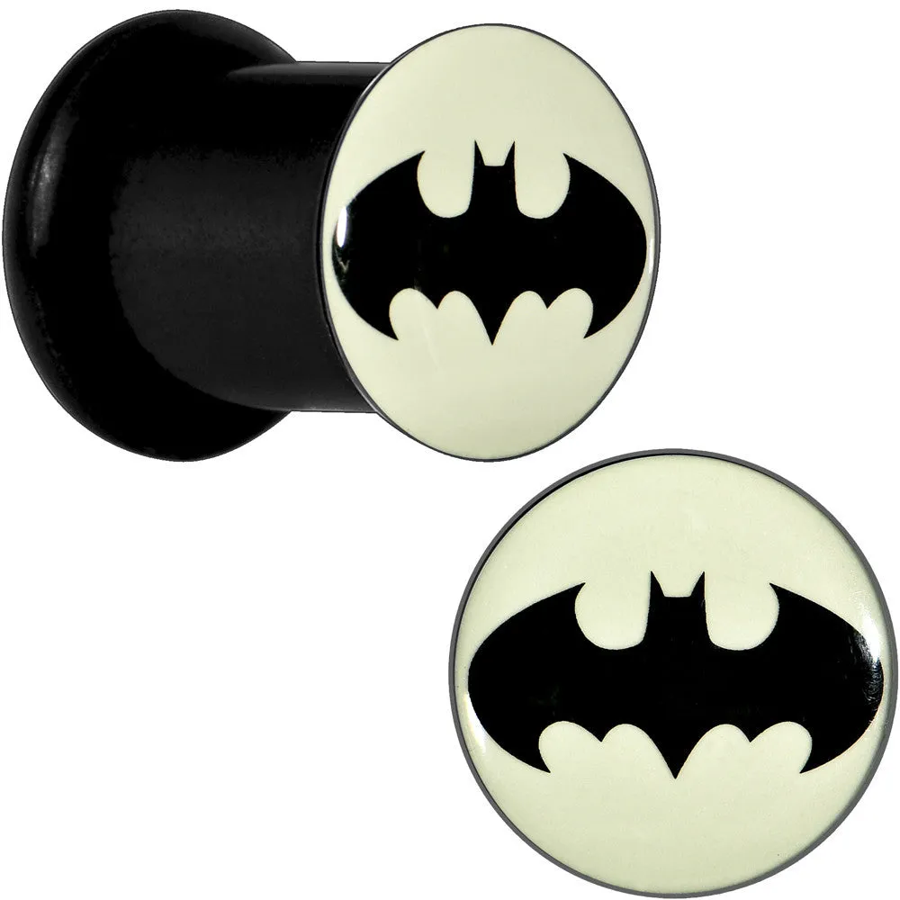 0 Gauge Black Acrylic Glow in the Dark Batman Plug Set