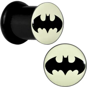 0 Gauge Black Acrylic Glow in the Dark Batman Plug Set
