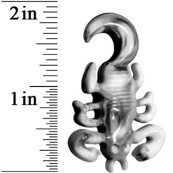 0 Gauge Black White Acrylic Scorpion Hanger Plug