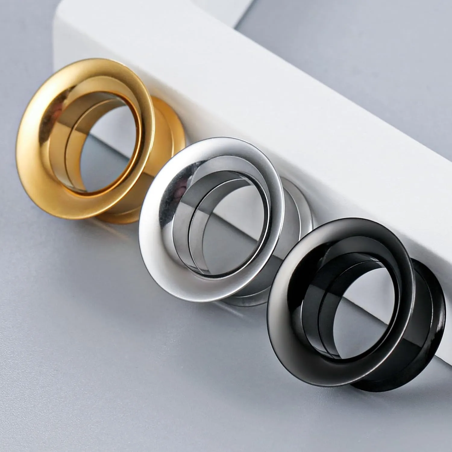 1 Pair Classic Ear Gauges Tuba Hollow Design for Stretched Ears Hypoallergenic 316 Stainless Steel Ear cuff Tunels plugs 00G 8mm-16mm(0G-5/8'') Body Piercing Jewelry