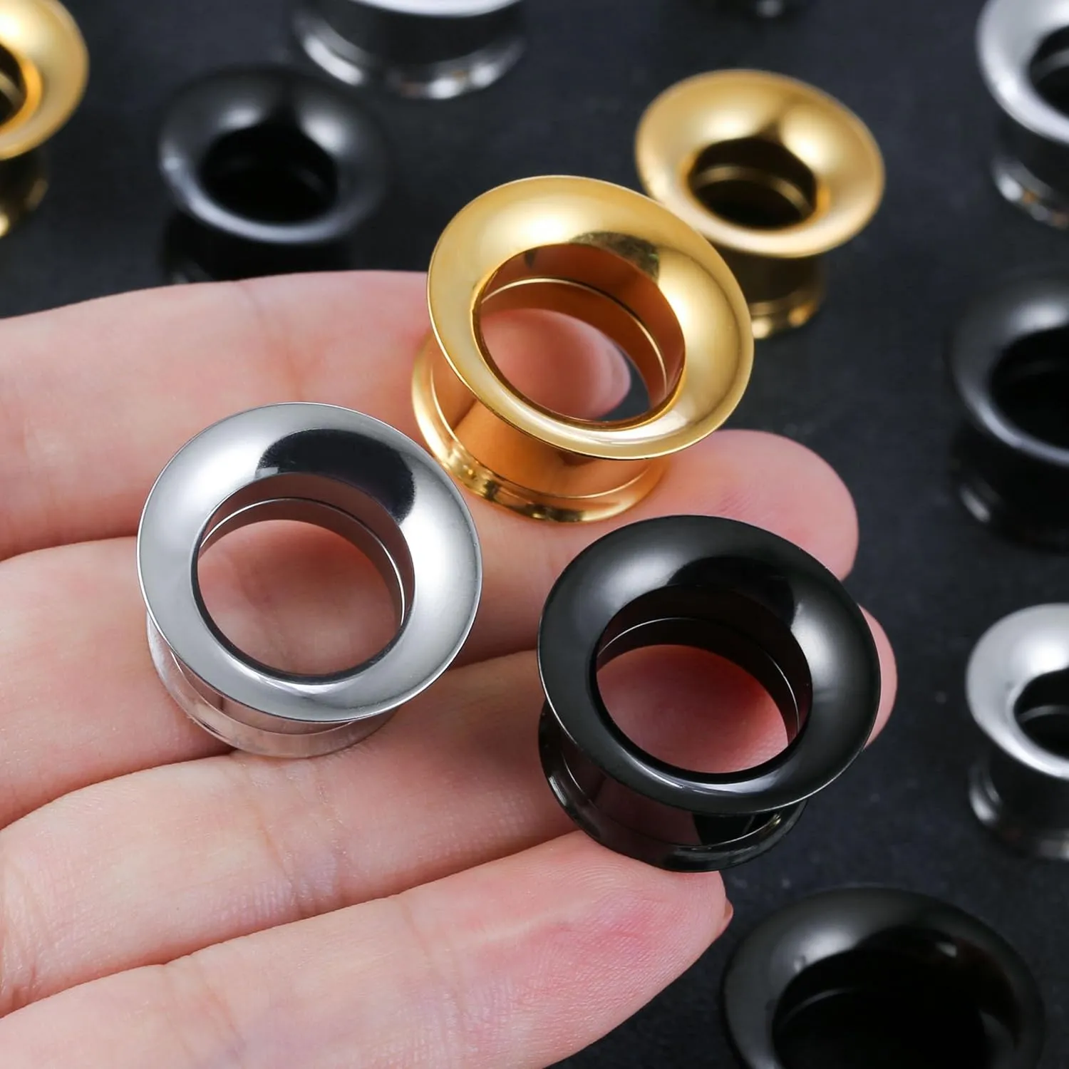 1 Pair Classic Ear Gauges Tuba Hollow Design for Stretched Ears Hypoallergenic 316 Stainless Steel Ear cuff Tunels plugs 00G 8mm-16mm(0G-5/8'') Body Piercing Jewelry