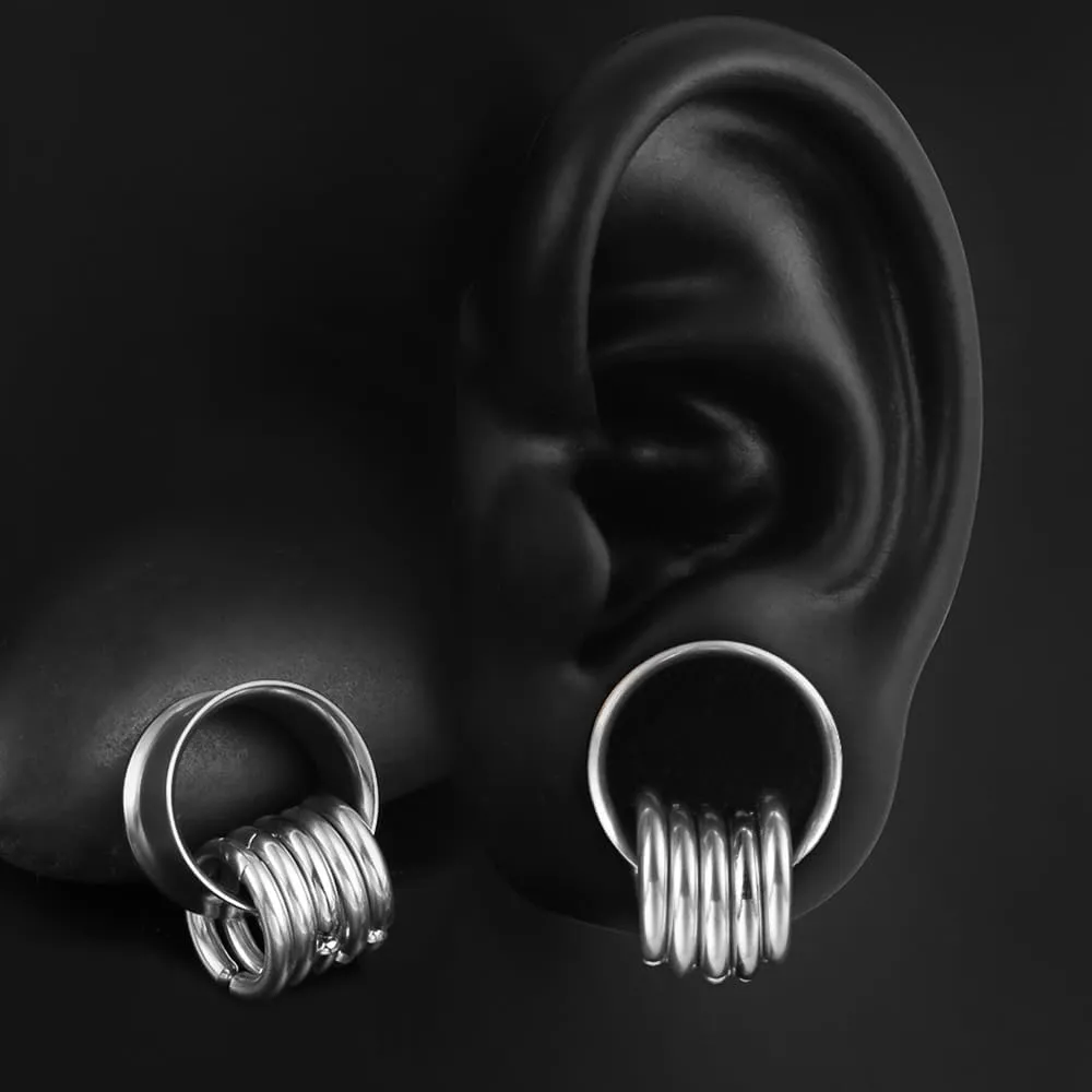 2PCS Classic Ear Gauges for Stretched Ears with 10pcs Nose Hoop Rings, Hypoallergenic 316 Stainless Steel Ear Plugs Tunels 8mm-25mm (0G-1") Body Piercing Jewelry for Women Men