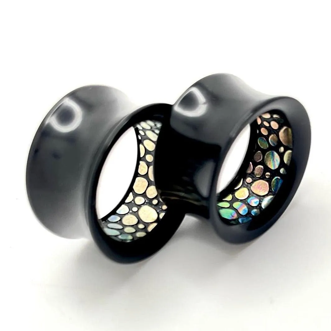 Abalone Pattern Inlayed  Black Acrylic Saddle Fit Tunnel