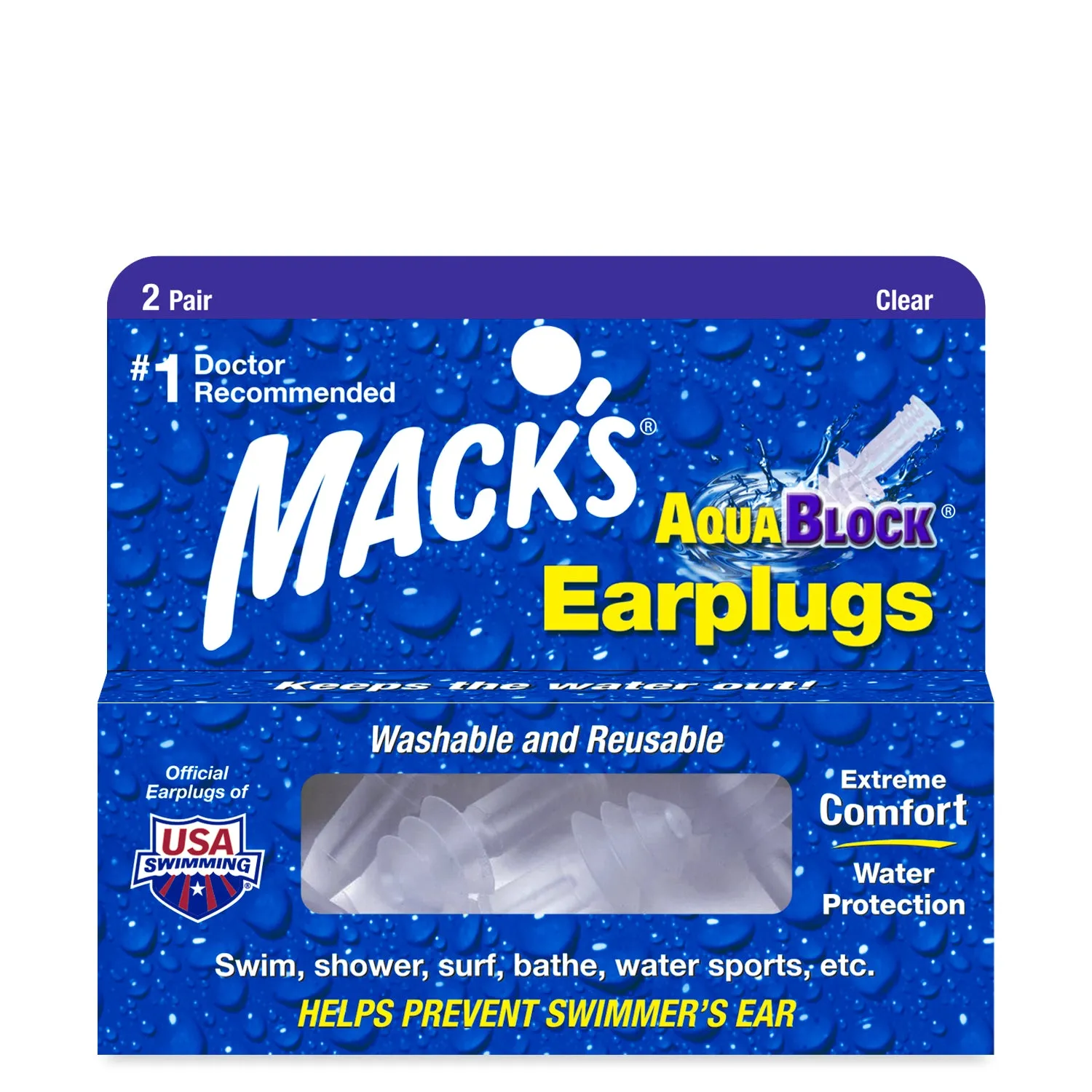 Aqua Block Ear Plugs - Clear