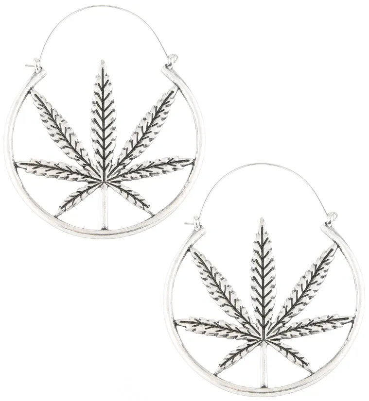Cannabis Leaf Stainless Steel Plug Hoops