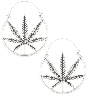Cannabis Leaf Stainless Steel Plug Hoops