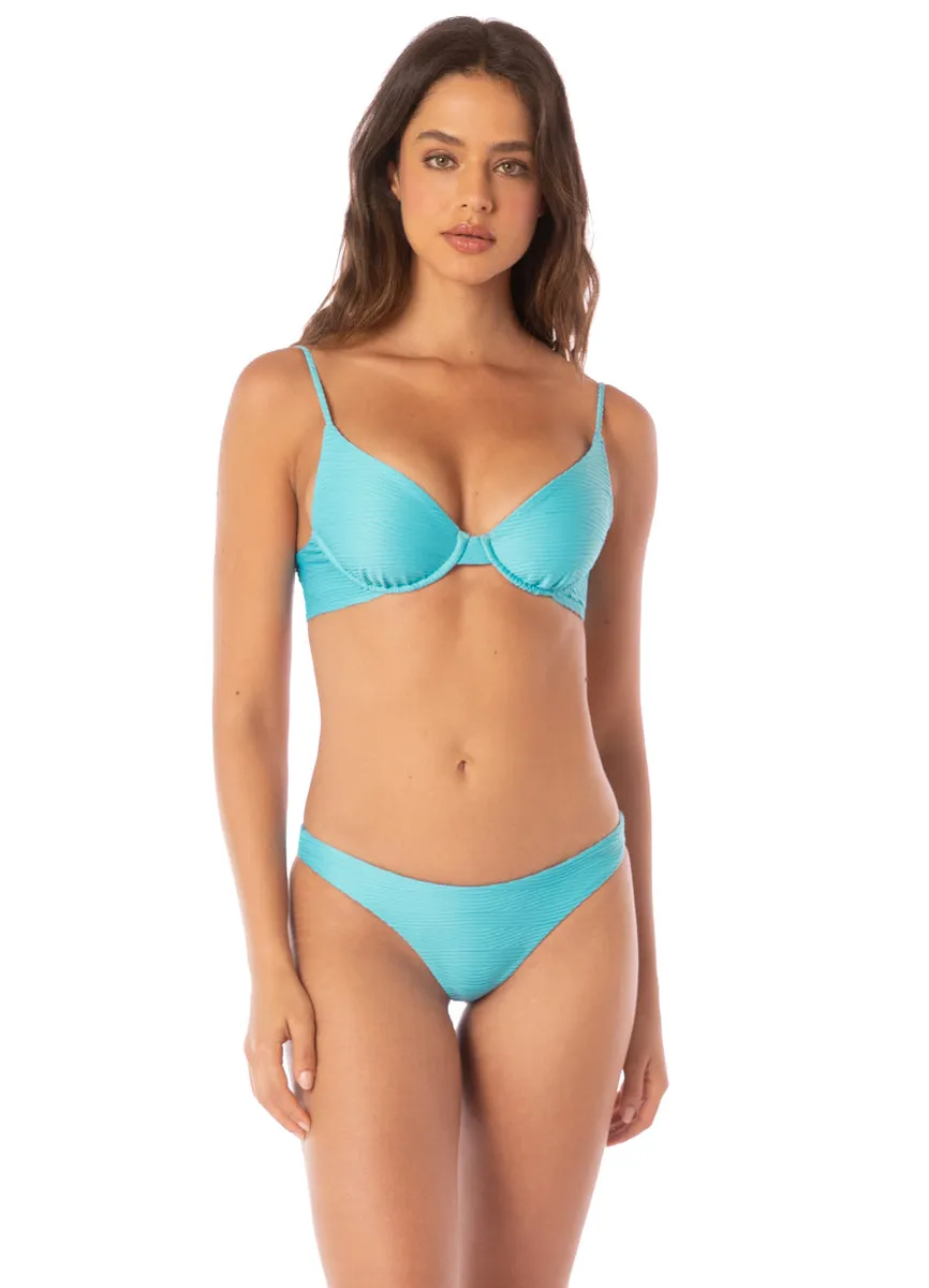 Maaji Sea Blue Iconic Regular Rise Thin Side Bikini Bottom