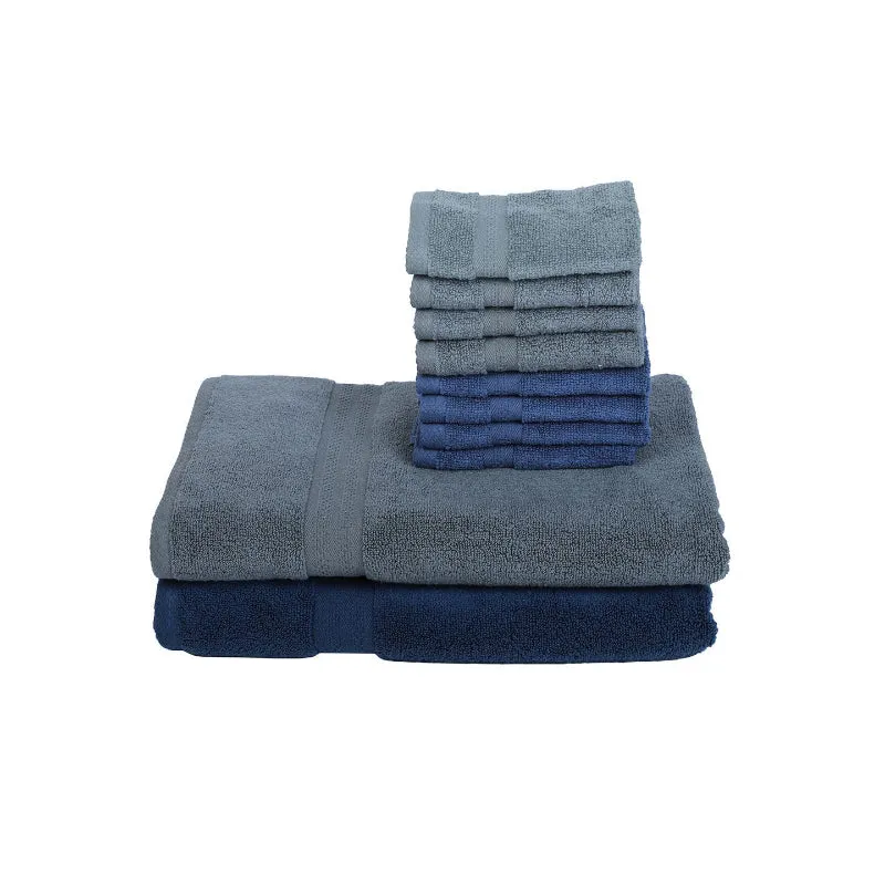 Miorah Towel Combo (Blue & Grey) - Set Of Ten
