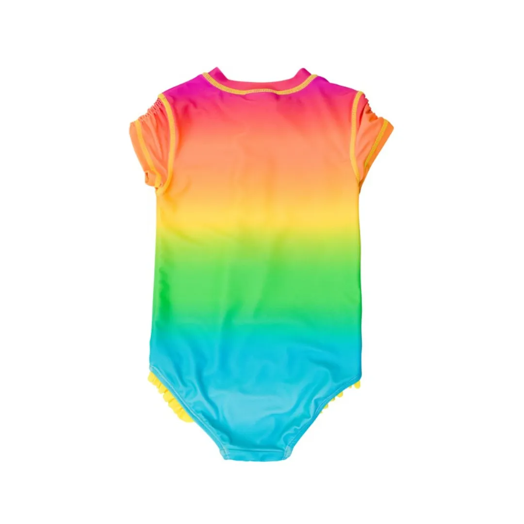 Neon Sunset Kids Short Sleeve Rash Guard One Piece