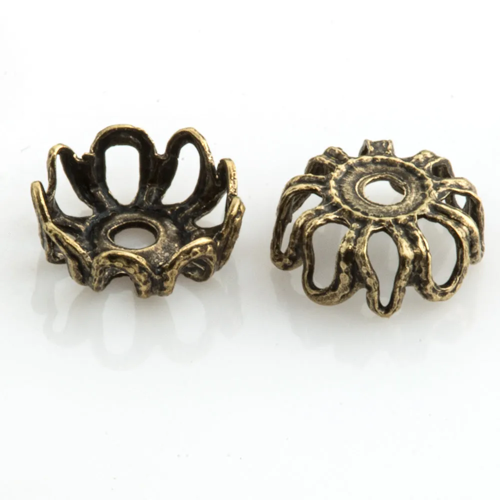 Oxidized brass filigree bead cap. 6 x 2 mm. Package of 12. B9-2266(e)
