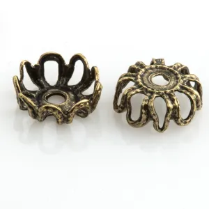 Oxidized brass filigree bead cap 6x3mm 12 pcs. b9-2228