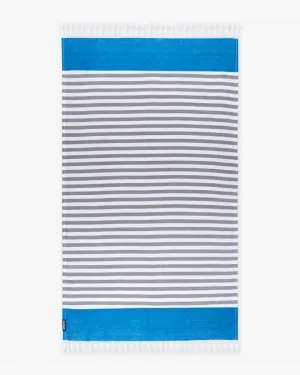 Peacock Blue Bamboo & Cotton Blend Woven Towel | Tula stripe