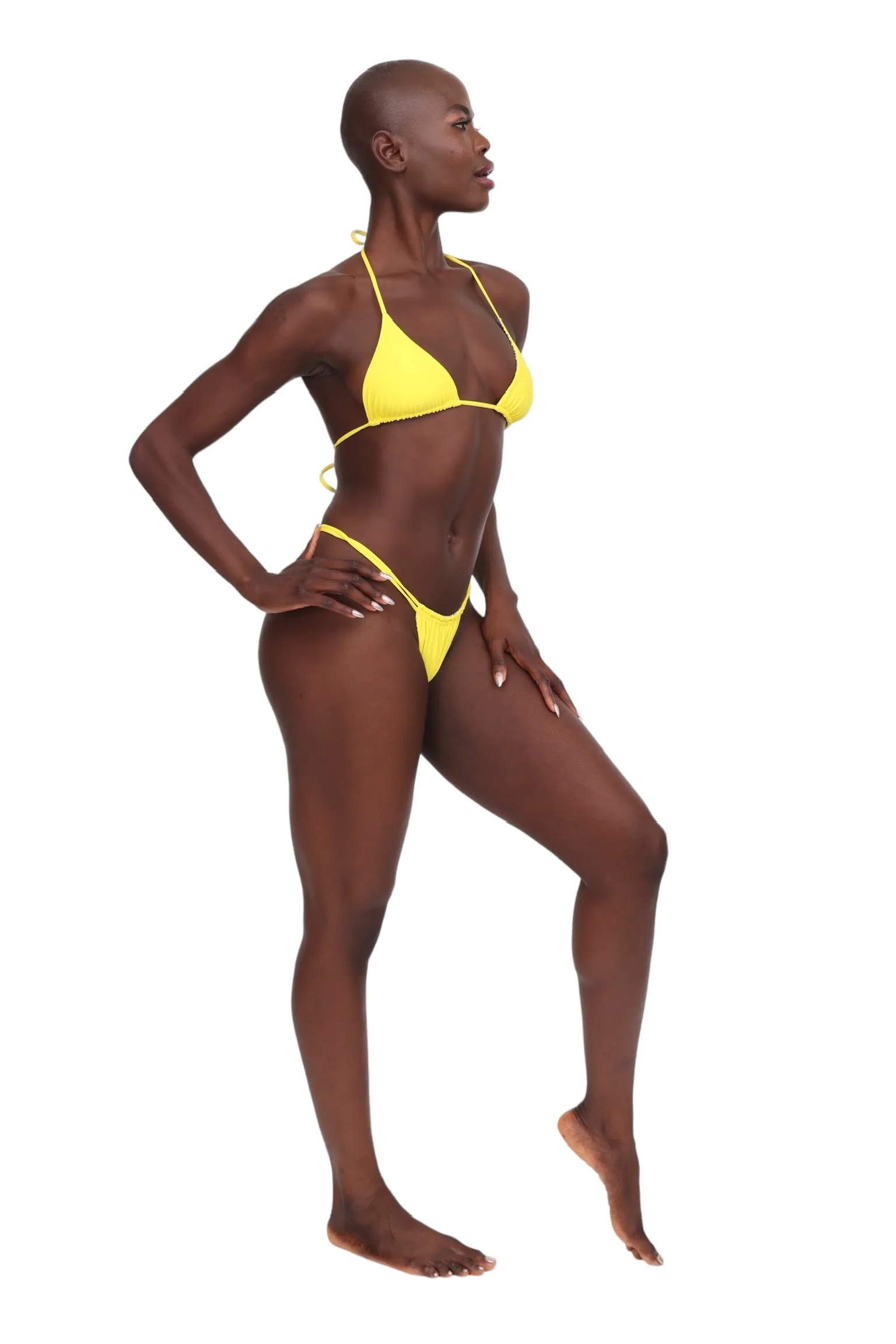 Reversible String Bikini Bottoms - Geometric & Canary Yellow