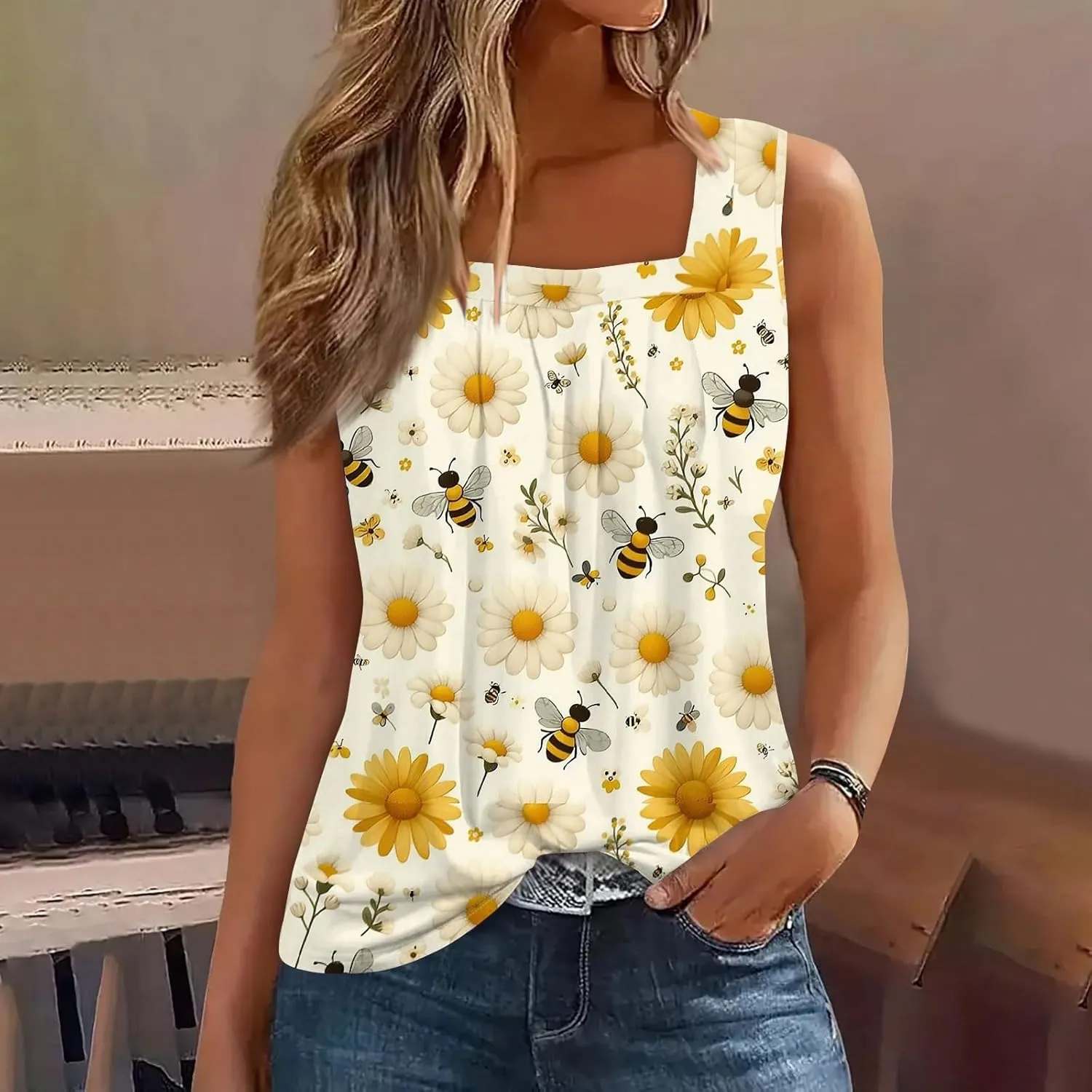 Spring Summer Plus Size Dressy Tank Tops for Women 2025 Womens Workout Floral Boho Beach Sleeveless Tops for Women