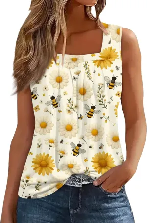Spring Summer Plus Size Dressy Tank Tops for Women 2025 Womens Workout Floral Boho Beach Sleeveless Tops for Women