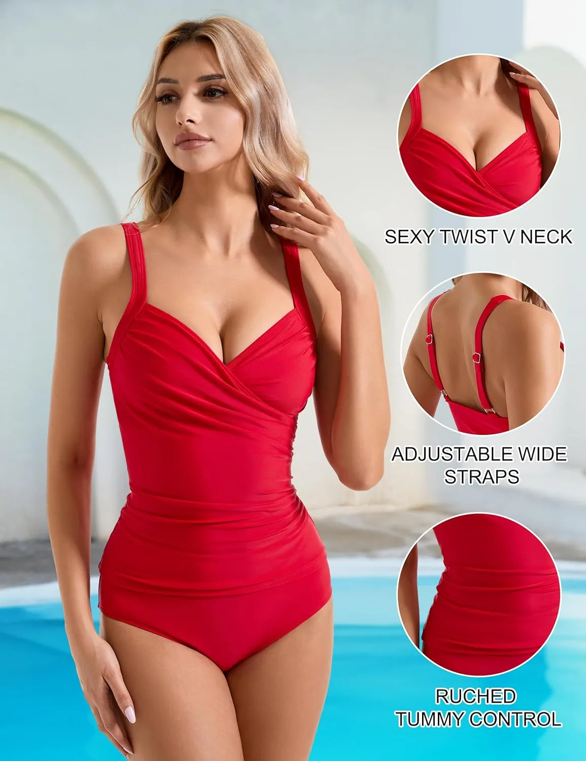 SUUKSESS Women Sexy Twist Push Up Tankini Swimsuit Tummy Control Bathing Suits