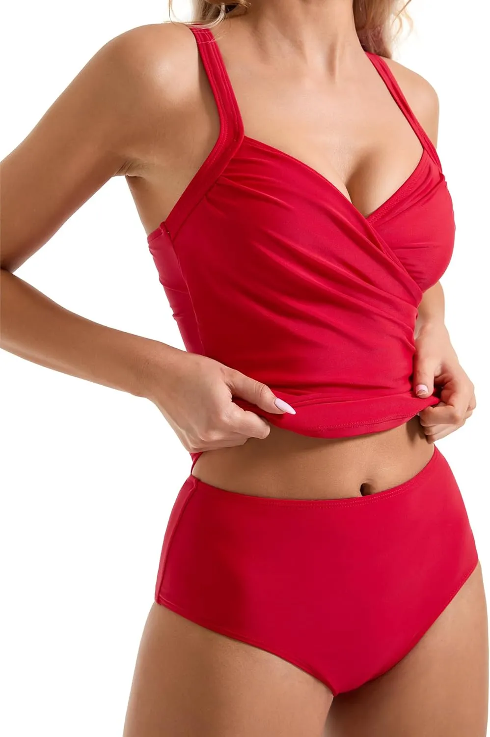 SUUKSESS Women Sexy Twist Push Up Tankini Swimsuit Tummy Control Bathing Suits