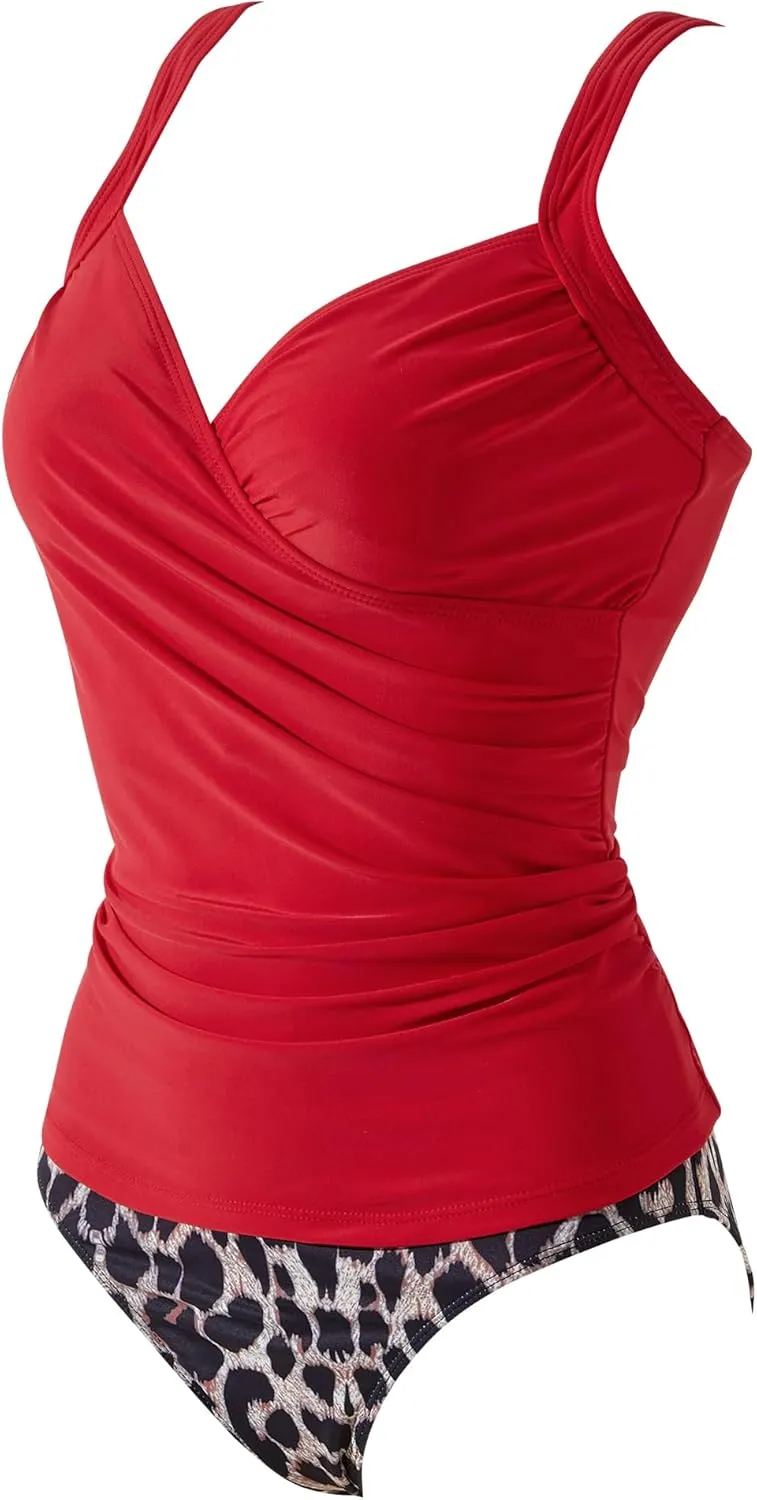 SUUKSESS Women Sexy Twist Push Up Tankini Swimsuit Tummy Control Bathing Suits