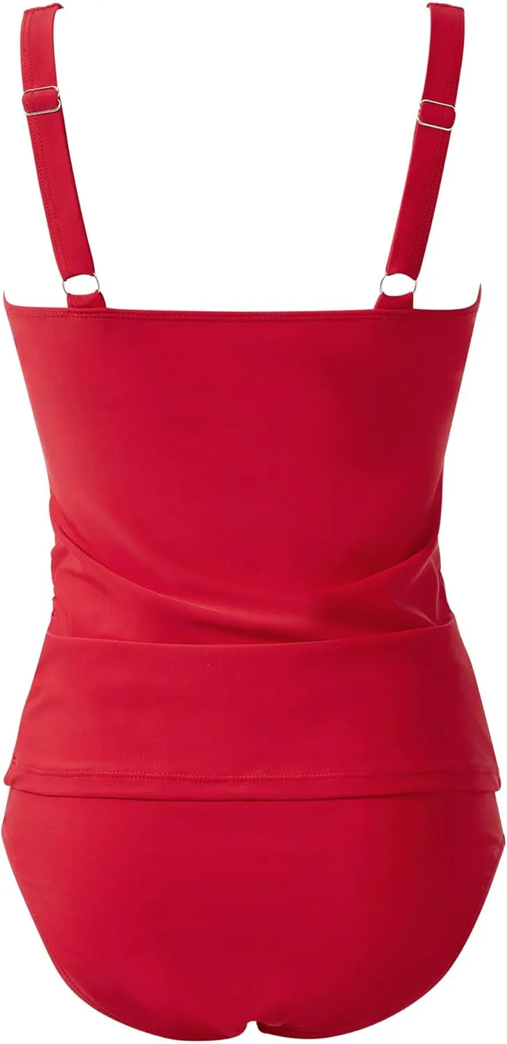 SUUKSESS Women Sexy Twist Push Up Tankini Swimsuit Tummy Control Bathing Suits