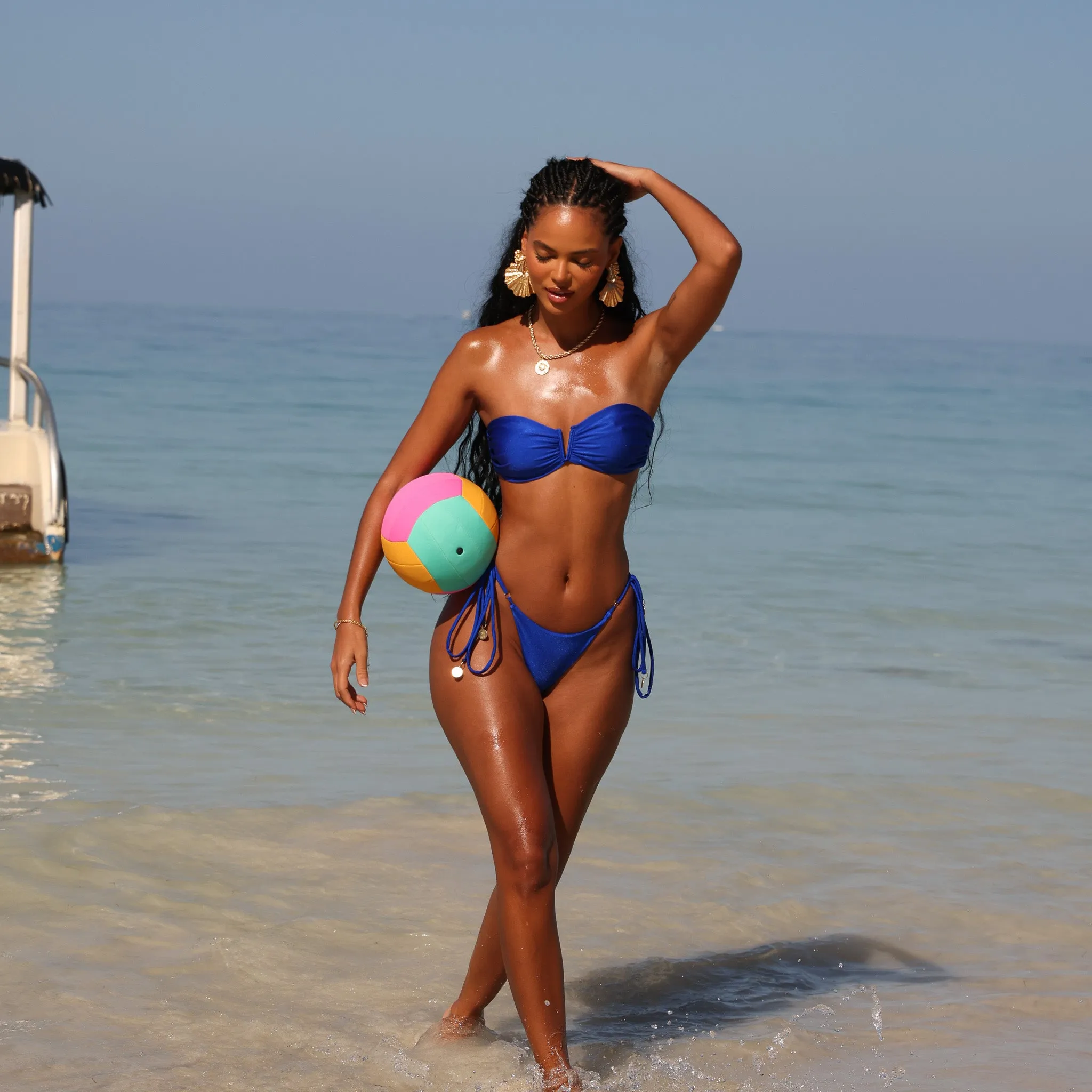 Thong Tie Side Bikini Bottom - Malibu Blue